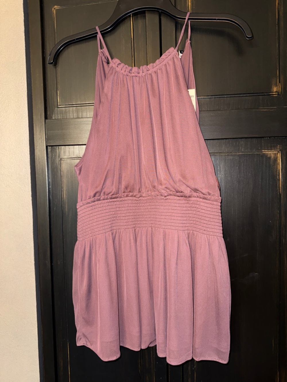 Express Mauve Halter Smocked Waist Tank Top